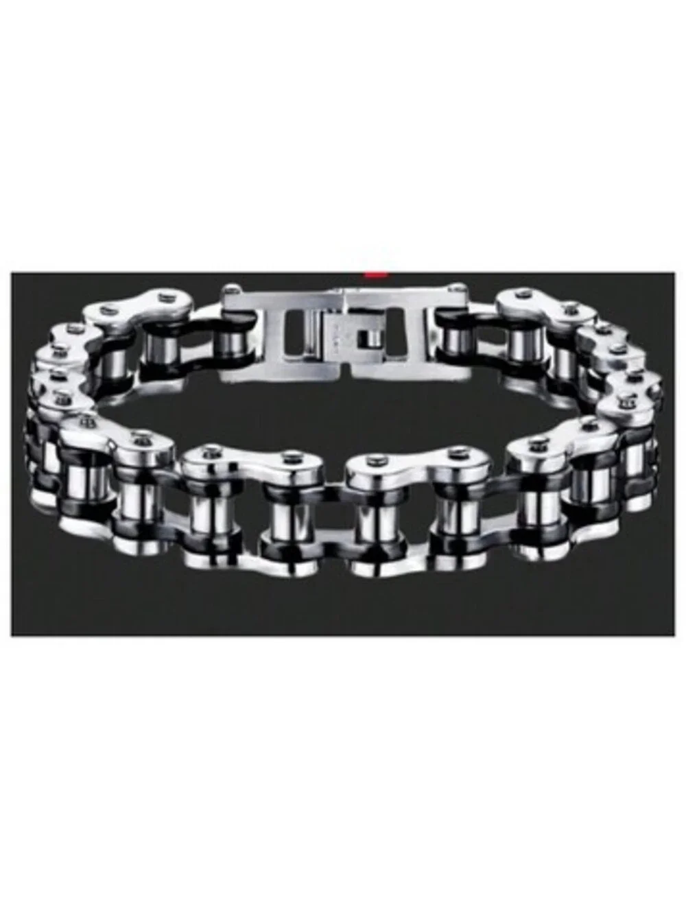 black accent bike chain style - Bracelet - Stainless Steel - 8.5